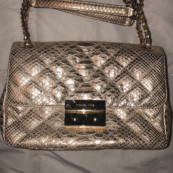 Michael Kors Handbags - MICHAEL KORS-LARGE SLOAN CHAIN PYTHON SHOULDER BAG